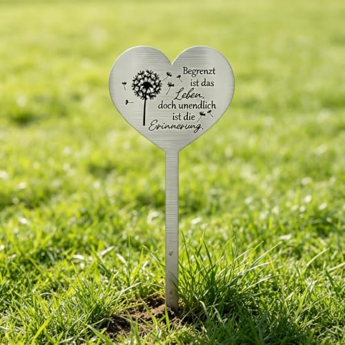 1pcs Grabschmuck Wetterfest Grabstecker Herz Grabdekoration Wetterfest Friedhof Deko Gedenkstein Trauerstein Urnengrab Dekoration Grab Deko Grabschmuck Herz Andenken Trauer Metall Schwarz 28x12cm
