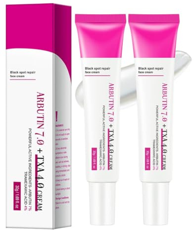 GAJUS Crema Schiarente al 7% di Arbutina e 4% di Acido Tranexamico per Riparare Macchie Scure, Trattamento per Melasma e Iperpigmentazione, Crema Viso Sbiancante Idratante per Schiarire le Macchie