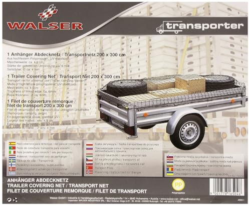 WALSER red de transporte 200x300cm, red de sujeción de carga elástica, red para remolques de 3mm de espesor, red de equipaje para remolques