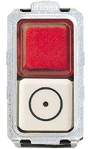BTicino 5057R Magic Pulsante + Portalampada 24 V, Rosso