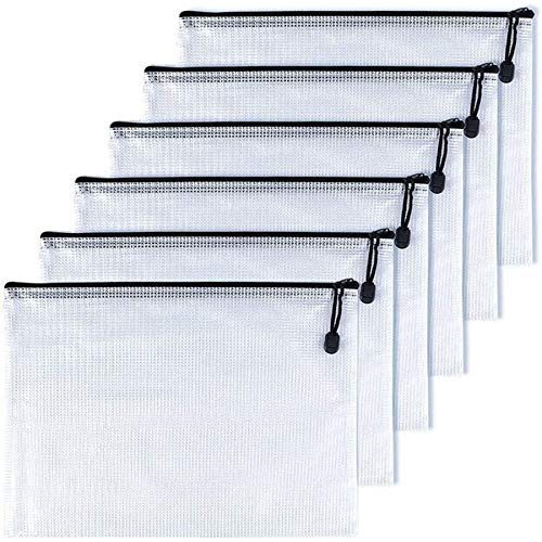 6pcs Chemise Paquet Portefeuille Pochette en PVC Zip Document Dossier/PVC School Office Magazine Document File Zippy Closure Folder Holder Bag-Noir-A3