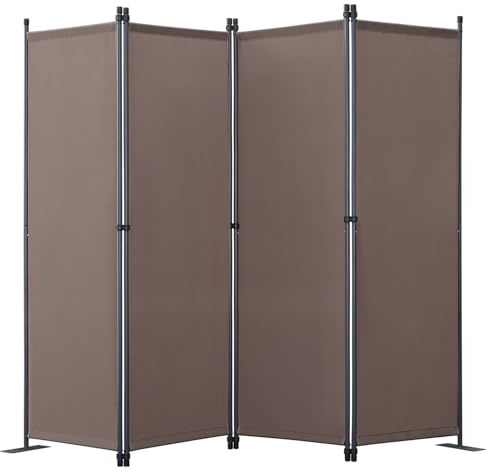 Ängel levande skyddande skärmar rum delare skärm med 4 paneler hopfällbar rum avdelare vägg möbler utomhusskärmar för uteplats integritet samtida 224x22x165cm Brun