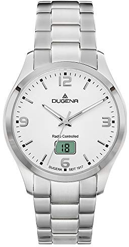 Dugena Herren Funk-Armbanduhr, Saphirglas, Lederarmband, Tresor Funk