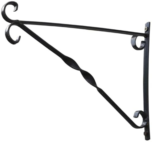 Thompson & Morgan Black Metal Hanging Basket Wall Brackets with Fixings 25cm x 36cm 1 Hook