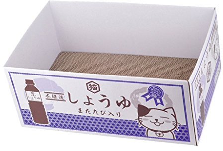 Tubayia Caja de cartón ondulado para gatos con tabla rascador, juguete para gatos (Sojasauce)