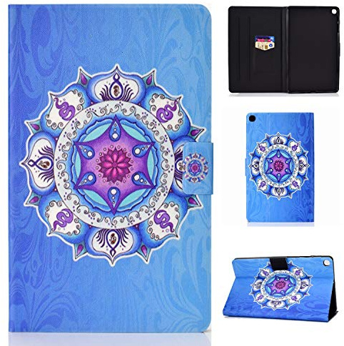 Succtop Galaxy Tab A 2019 10.1 Hülle PU Leder Flip Tasche Hülle Stand Brieftasche Tablet Schutzhülle mit Kartenschlitz für Samsung Galaxy Tab A 2019 10,1 Zoll SM-T510 / SM-T515 Mandala