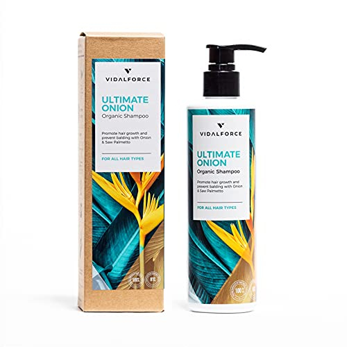 ULTIMATE ONION. Shampooing à l'oignon et au palmier nain avec 22 actifs naturels et écologiques. Shampooing force capillaire I Shampooing anti-chute pour femmes/hommes I Croissance des cheveux