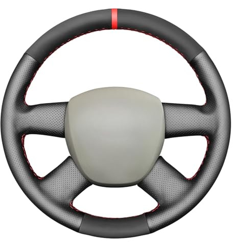 MEWANT Lenkradbezug für Audi A3 / A4 (B8) / A6 (C6) / Q5 / Q7 Lenkradhülle aus Echtleder und Suede Lenkradschoner