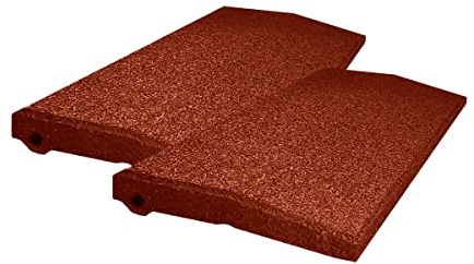 Lot de 2 rampes de trottoir en granulés de caoutchouc fabriquées en Allemagne - 500 x 250 x 45 mm - Rampe de seuil de voiture - Rampe d'accès - Couleur marron rouge