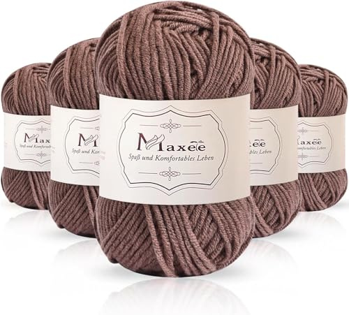 Maxee 250g(50gx5) Handstrickgarn Multicolor, Acryl Garn zum Stricken, Weicher Wolle zum Häkeln und Kunsthandwerk, Hand Knitting Garn zum Häkeln, Schals für Strickanfänger, Erfahrene Stricker