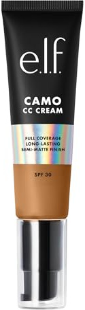 e.l.f. Camo CC Cream, SPF 30 Color-Correcting Medium-To-Full Coverage Face Foundation, Delivers An Airbrushed Finish, Vegan & Cruelty-Free, Tan 400 W