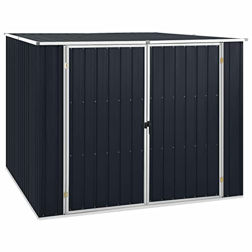 Mogou Gerätehaus, Geräteschuppen, Gartenhütte, Fahrradgarage, Gartenschuppen, Gartenhã¤User & Aufbewahrung, Anthrazit 195x198x159 cm Verzinkter Stahl