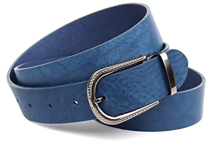 Anthoni Crown Damen Ledergürtel Gürtel, Dunkelblau, 110