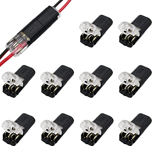 CTRICALVER Connecteurs à Fil Basse Tension, 10 pièces 2 Broches Connecteur de Fil Electriques, Pour Câble 18-22 AWG