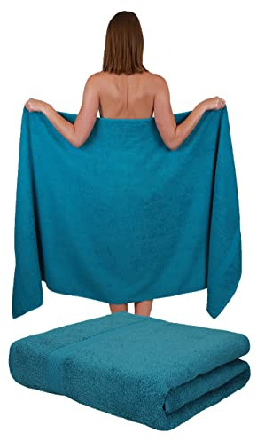 Betz badhandduk 2 stycken XXL 100 x 200 cm 100 % bomull – mjuk frotté bastuhandduk och strandhandduk – lättskött och absorberande – Palermo serien – färg petrol