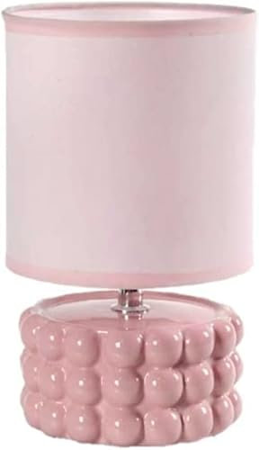 MAURY'S LAMPADA LUMETTO DA TAVOLO CON BASE IN CERAMICA EFFETTO BUBBLE (15 x 25 cm, Rosa)