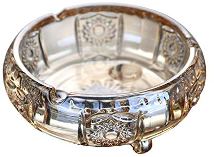 Cenicero de cristal dorado para la sala de estar, mesa de café para el hogar, estudio, oficina, decoración de escritorio sin tapa, cenicero, regalo para fumar cenicero (tamaño : dorado)