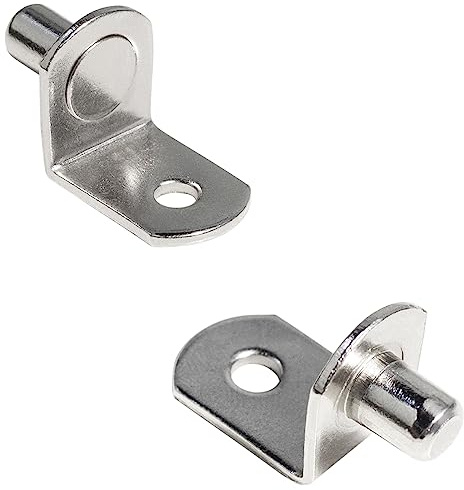 WINKING MOON 1/4 Inch (6.35mm) Shelf Pins L-Shaped Metal Support Pegs Bracket-Style Clips for Bookshelf Kitchen Cabinet Cupboard Shelves Holders, 20 PCS Nickel Plated Silver