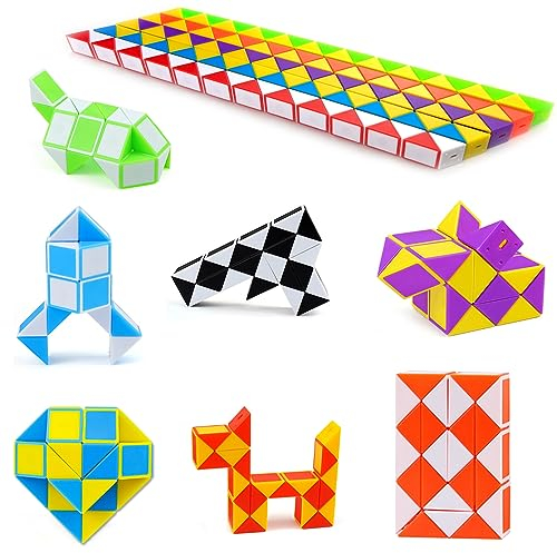 Nutabevr 12 Piezas de 24 Blocs Juguetes de Rompecabezas de Puzzle Serpiente Magica Snake Cubo, Mini MáGico De Serpiente,Magic Snakes Twist Toy,para Regalos de cumpleaños,Regalos para Invitados