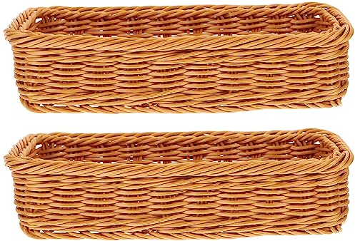 2pièces Panier De Rangement Tressé Pour Ustensiles De Cuisine Organisateur De Table Pour Épices Et Accessoires De Maison Panier De Bureau Multifonctionnel