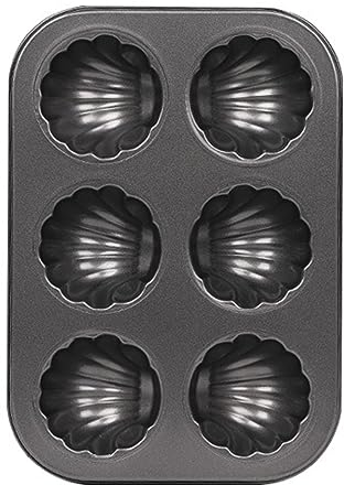 Bafnsiji Shell-Shaped Madeleine Pan Cake Baking Mould, Non-Stick Bakeware Baking Mould Tray, Carbon Steel Muffin Pan, 6/12 Hole Cake Mould,6 Hole
