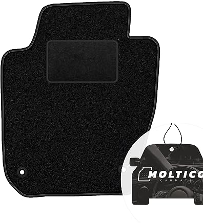 moto-MOLTICO Fahrer Fußmatte Auto Velours Fahrerseite Autoteppiche Schwarz Fahrermatte 1-teilig passend für Seat Ibiza IV Skoda Fabia 3