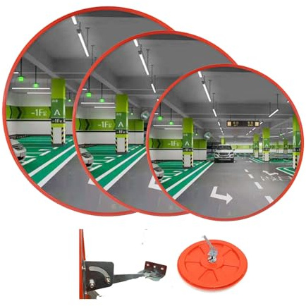 Verkehrsspiegel 30cm Sicherheitsspiegel, Garagenspiegel Einparkhilfe, Verstellbarer Weitwinkel-Blickwinkel, Konvexspiegel für Garage, Straßenspiegel (Unterstützt Innen und Außenbereich)
