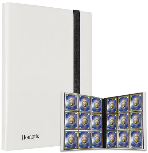 Sammelkarten Album, 9 Pocket 360 Karten Ordner, Sammelmappe karten Ordner, Hochwertiges Wasserdicht PU Leder Card Binder Sammelheft-Album für Sports TCG (weiß) Geschenke für Jungen Kinder
