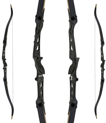Drake Chroma - 68 Zoll - 20, 28, 34 lbs - Recurvebogen - ohne Zubehör, Anfängerbogen, Tunierbogen, Bogenschießen (28 lbs, Schwarz)