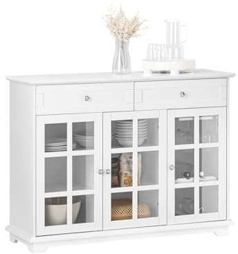 SoBuy Buffé server skänk Vitrinskåp Konsolbord Skänk Sideboard FSB77-W