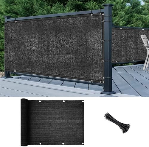 MVPNET 3x10Ft Garden Privacy Fence Screen, 145GSM Heavy Duty 90% Blockage Windbreak Mesh Tarp with Reinforced Edges & Anti-Rust Grommets, Includes Zip Ties for Garden, Yard, Backyard, Outdoor, Black