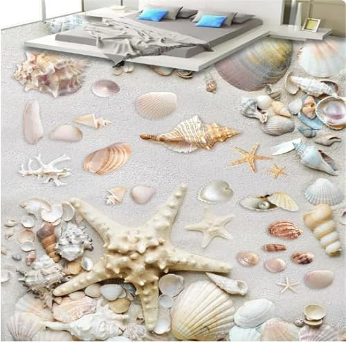 Maßgeschneiderter Bodenbelag 3D tragbarer wasserdichter Bodenbelag Malerei Ozean 3D Shell World Bodenbelag, 400 cm x 280 cm