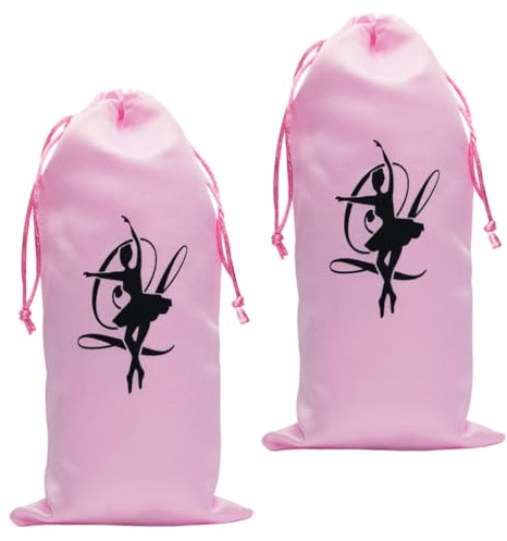 OFFSCH 2 Stück Ballettschuhtaschen Aus Satin Mit Kordelzug Strapazierfähiger Schuhbeutel 13x27cm Für Ballettschuhe Und Tanzzubehör Aufbewahrungstasche Für Tänzerinnen Und Reisen