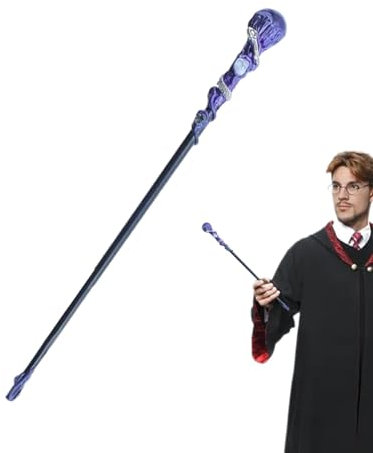 Bacchetta da Strega in, Bacchetta per Cosplay, Bacchetta con Pietre preziose, Realizzata a Mano per Cosplay, Bacchetta con Pietre preziose per temi Fantasy e magici, Accessorio per Cosplay