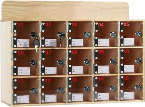 Aufbewahrungsschrank für Mobiltelefone, an der Wand montierter Handyschrank, Handy-Schließfach aus Massivholz mit Schlössern und Schlüsseln, für Büro, Fitnessstudio, Schule (Farbe: 50 Fächer)