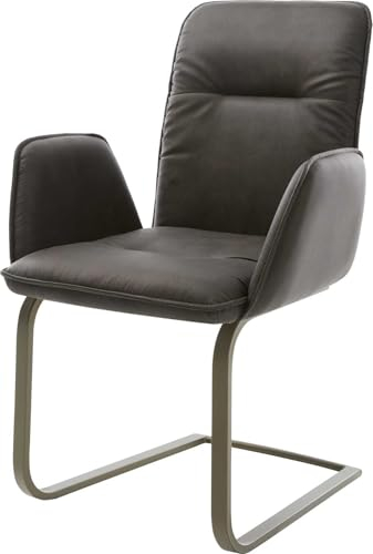 DELIFE Schwingstuhl Vinja-Flex Freischwinger flach Effektfinish Titan Mikrofaser Anthrazit Vintage