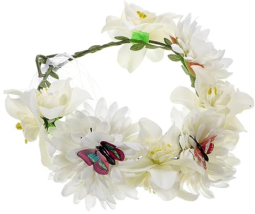 WOONEKY 1piezas De Flores Artificiales Para Mujer Diadema Bohemia Para Novias y Adorno Floral Elegante Para Bodas y Color Beige