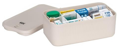 Abschließbare Medizin-Aufbewahrungsbox, PP, 3-stelliges Passwortschloss, Behälter, Kampfsucht, Handy, gesperrtes Gefängnis, persönliche Organisation für Medizin, Snack, Game-Controller (Beige)