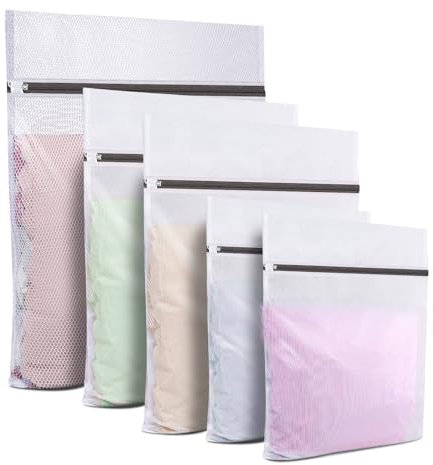 Dntorx 5 Stück Wäschenetz für Waschmaschine, Wäschesack Waschmaschine Wäschebeutel Laundry Bag mit Reißverschluss für Hemden Pullover Mäntel Jeans Unterwäsche Babykleidung (30x40cm/40x50cm/50x60cm)