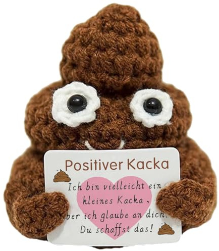 RunFar shop Positive Kacka Pocket Huge mit Positiver Energiekarte Glücksbringer Mutmacher gestrickte Poo Puppe handgemachte für Geburtstagsgeschenke, Gute Besserung Geschenke Ermutigung