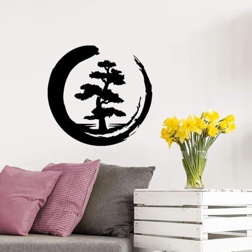 WEITAOSM Baum des Lebens Zen Kreis Wandaufkleber für Schlafzimmer Wohnzimmer Yoga Zimmer Lounge Innendekoration Vinyl Kunst Aufkleber