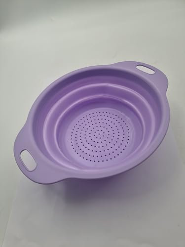 Collapsible Colander – Pastel Assorted Colours – Space-Saving Folding Strainer for Kitchen, Camping & Caravanning – 23.5cm Diameter – PP & TPR (Purple)