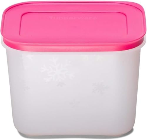 Tupperware Recipiente de cristal para congelador, frigorífico, recipiente con tapa, 1,1 L, 1100 ml, color rosa