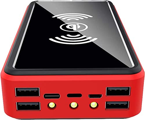 Power Bank, Caricabatterie Solare PowerBank 100000 mAh Impermeabile Qi Wireless Batteria da Campeggio con Pannello Solare Ricarica Rapida 5 V/2,1 A Ingresso/Uscita, Torcia LED