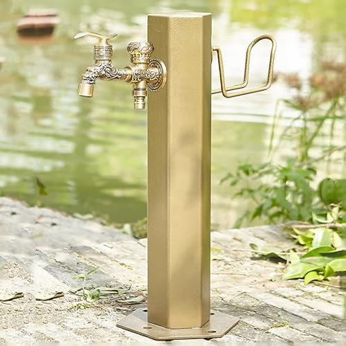 Vertikaler Garten Frostsicherer Außenwasserhahn Frostfreier Wasserhahn Schlauchlätzchen Bodenmontage Wasserhahn,with Dual Faucet-50x10.5cm