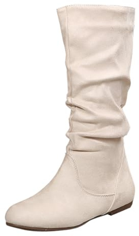 Botas Western Mujer Cuero Altas - Botas De Tacón Plano Con Cremallera Zapatos De Gran Tamaño Botas Motociclista Cuero Mujer Ligero Cálido Y Cómodo Zapatos Casual