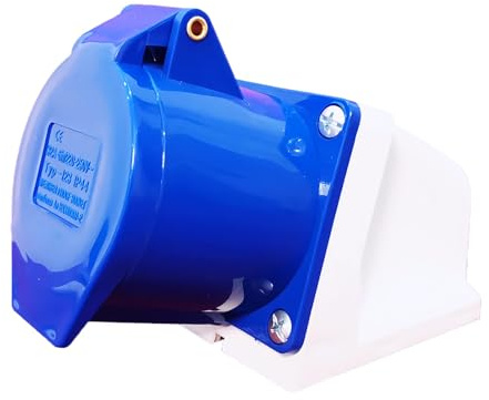 32AMP 240V Industrial Plug Socket,3-Pin 1Phase 2P+E 220V-250V Wall Socket IP44 Waterproof Connector Heavy-Duty Explosion‑Proof Nylon Replacement for Camping Caravan Workshops Industry Outdoor Use