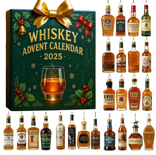 ZoraYorce Weihnachts-Countdown-Kalender mit 24 Tagen, Dekorative Whisky- oder Schmuck-Ornamente, Vielseitiger Kreativ-Kalender für Desktop- oder Bücherregaldekorationen