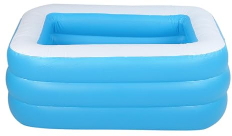 Yctze Piscine Gonflable pour Enfants – Grande Pataugeoire Carrée pour Un Usage Domestique – Baignoire Gonflable en PVC Sûre pour Nourrissons, Enfants et Adultes – Design de Dessin animé coloré (Blue)