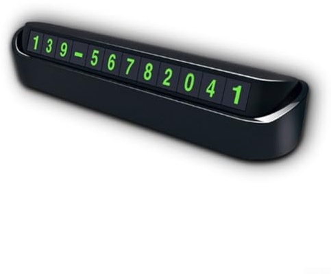 Temporary Car Contact Number Plate with Magnetic Stickers, Press to Switch Number Display, ABS Material for Structural Stability (Black)